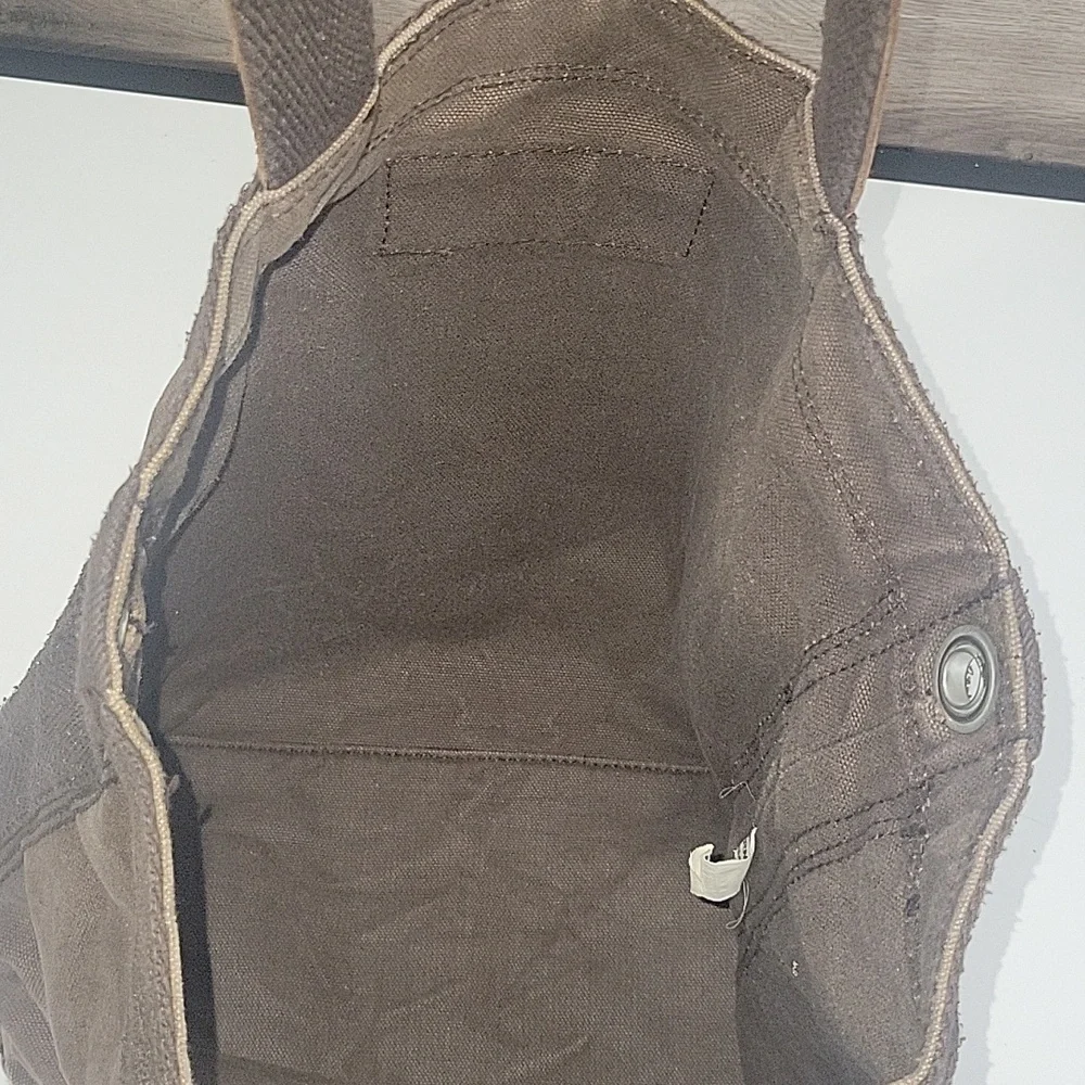 Abercrombie & Fitch Brown Canvas Leather Tote Bag for Men
